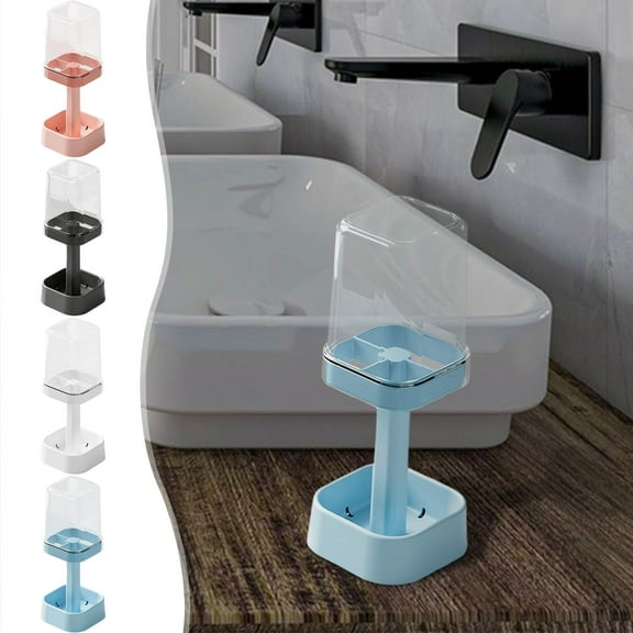 Family Bathroom Organizer with Dustproof Cover - Multi-User Toothbrush & Cup Storage System