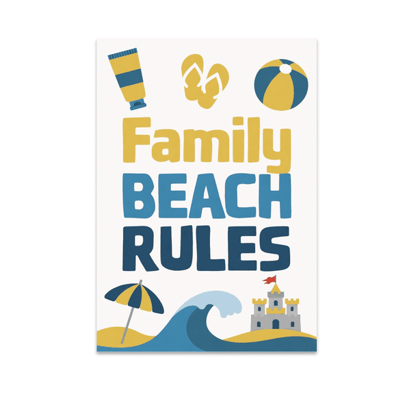 Family Beach Rules Wall Art - Beach Families - 13x19 Poster Print