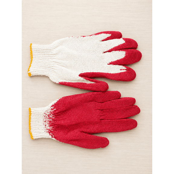 Family Bear Red Work Gloves, Abrasion Resistant Grip Gloves for Construction, Warehouse, Gardening and General Work 10 Pack