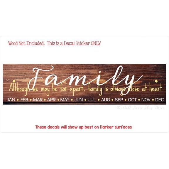 Family Birthday Board Decal Sticker To Make a Wall Hanging Close At Heart Months 23x5.5-Inch White/Buttercream