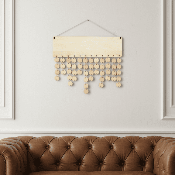 Family Birthday Board Plaque Hanging Wall Calendar Reminder with Hanging Discs and Tags for Anniversary Celebrations and Home Decor Natural
