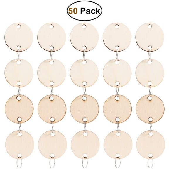 Family Birthday Reminder Calendar 50pcs Round Wooden Slice With 50 Loops Set Decorative Wooden Hanging Plaque Sign Board for Family Board Birthday Calendar Crafts Burlywood