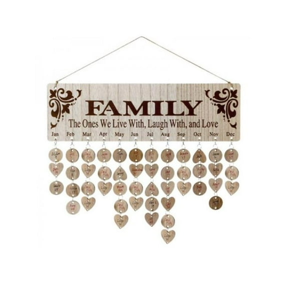 Family Birthday Reminder Calendar Plaque, Birthday Gifts for Grandma Mom to Remember Birthday Vintage Family Reminder Calendar Board Rustic Wooden Hanging Birthday Anniversary Reminder(16''x5'')