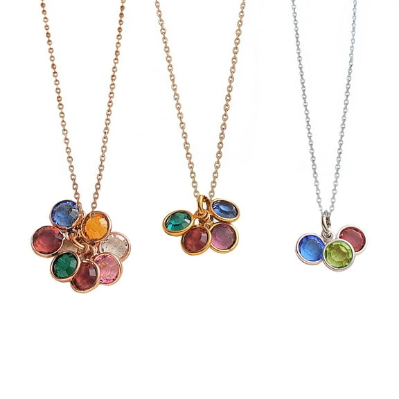 Family Birthstone Necklace Personalized with Kids or Grandkids Birthstones – Custom Handmade Jewelry – Mother’s Day Gift for Mom or Grandma Necklace - Birth Month Stones Birthday Gifts for Women