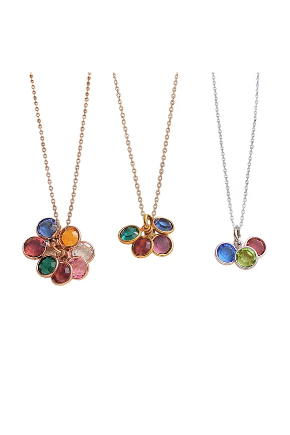 Family Birthstone Necklace Personalized with Kids or Grandkids Birthstones – Custom Handmade Jewelry – Mother’s Day Gift for Mom or Grandma Necklace - Birth Month Stones Birthday Gifts for Women