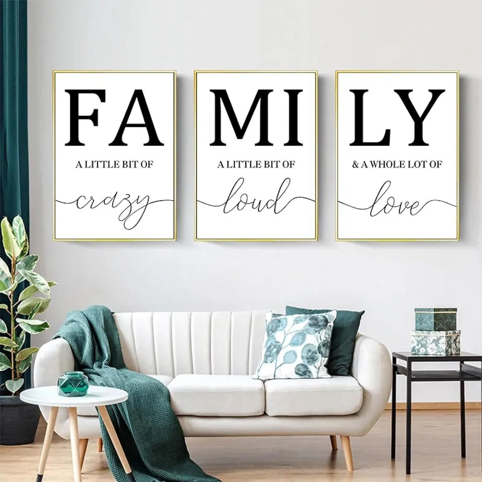 Family Black & White Letters Picture Canvas Painting, Modern Abstract