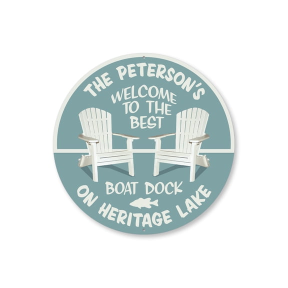Family Boat Dock Aluminum Metal Decor Sign - 12" Round