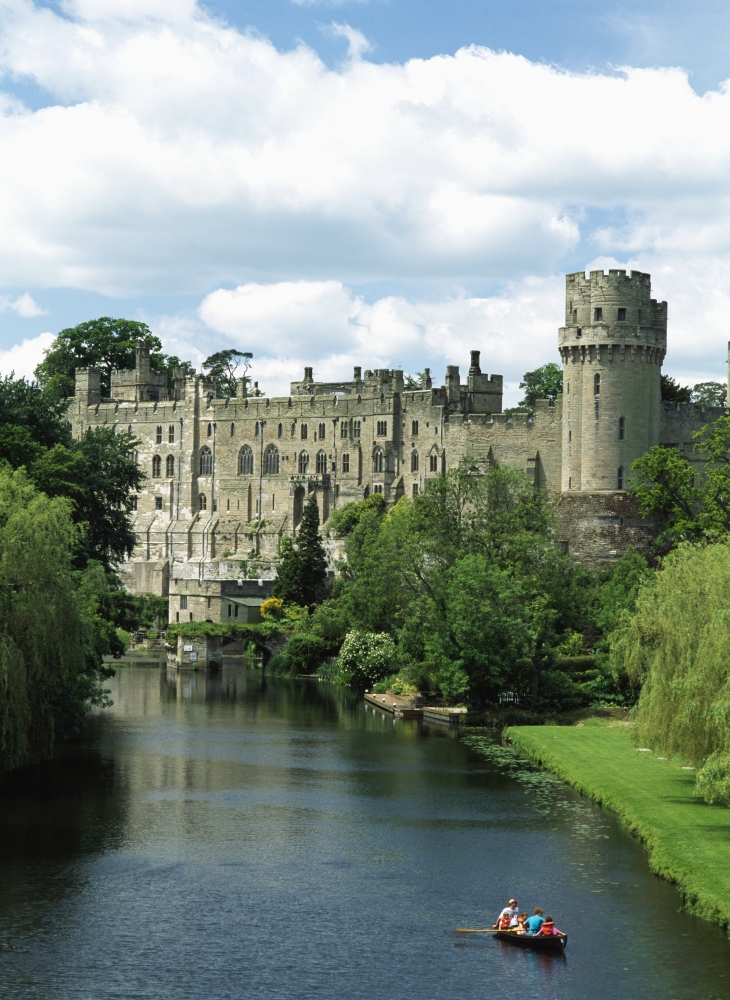 Family Boating Beneath Warwick Castle Canvas Art - Ellen Rooney Design Pics (13 x 18)