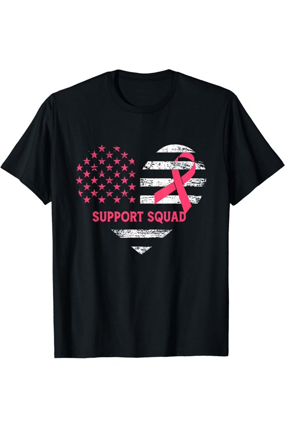 Family Breast Cancer Awareness Pink Ribbon Support Squad T-Shirt
