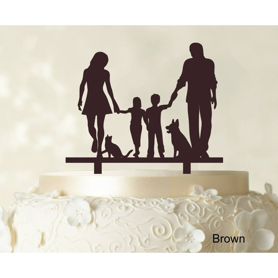 Family Cake Topper Personalized Silhouette Cake Topper Color Option Available 6"-8" Inches Wide
