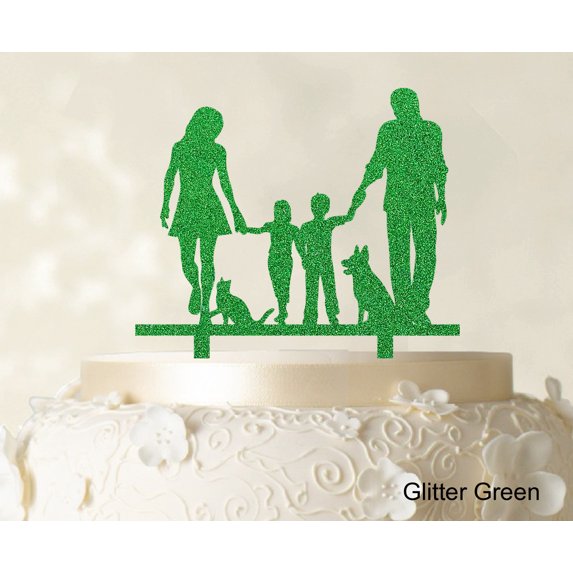 "Family Cake Topper Personalized Silhouette Cake Topper Color Option Available 6""-8"" Inches Wide"