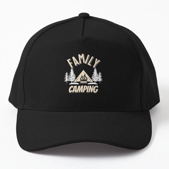 Family Camping Baseball Hat, Tent Outdoor Nature Adventure Graphic Design, Classic Everyday Cap