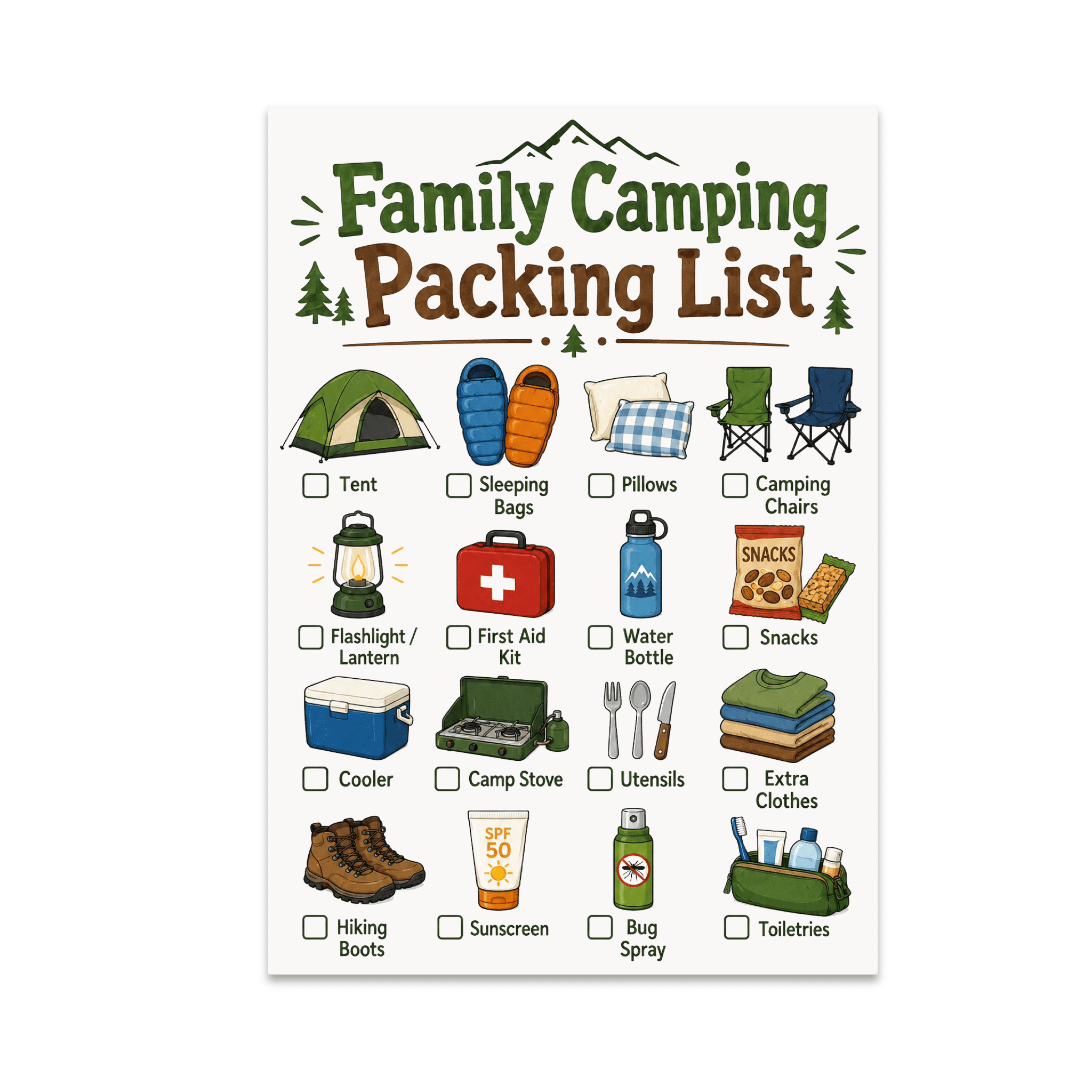Family Camping Packing List Infographic - Family Outdoor Enthusiast ...