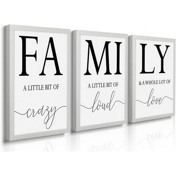 Family Canvas Wall Art Black and White Family Home Wall Decor-Family Word Sign Canvas Prints Picture Painting Modern Artwork Family Room Decorations for Bedroom Living Room Home Decor 12"x16"