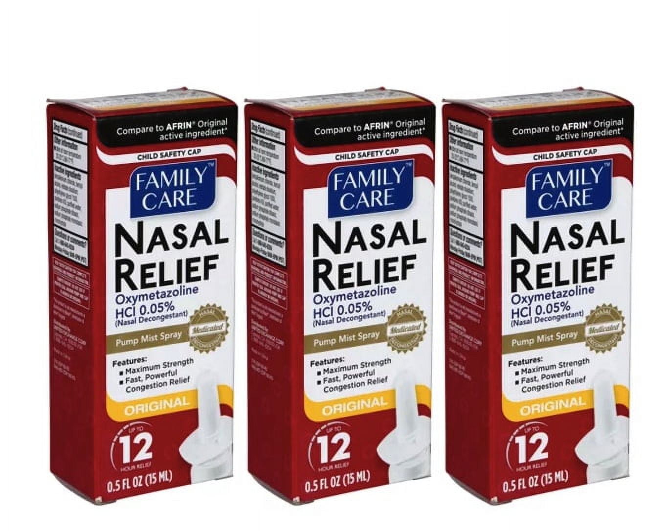 Family Care Nasal Relief Spray, 12 Hour Pump Mist, 0.5 fl. Oz., Severe