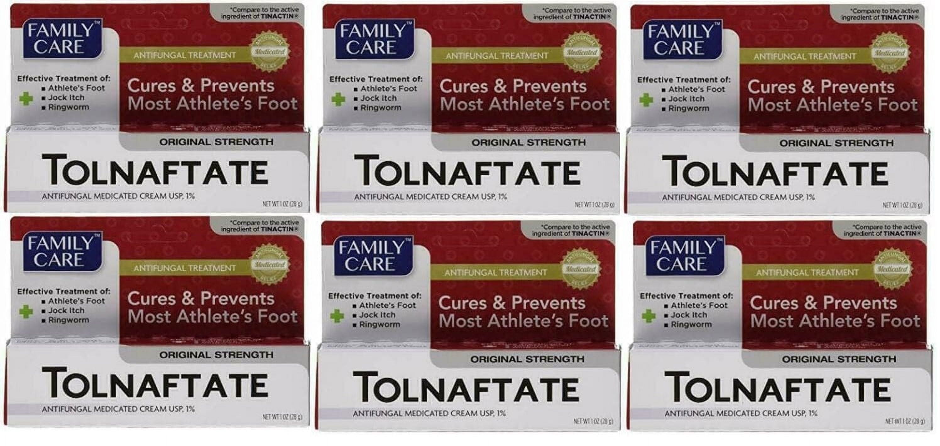 Family Care Tolnaftate Cream USP 1% Compare to Tinactin - 1 oz - 6 Pack
