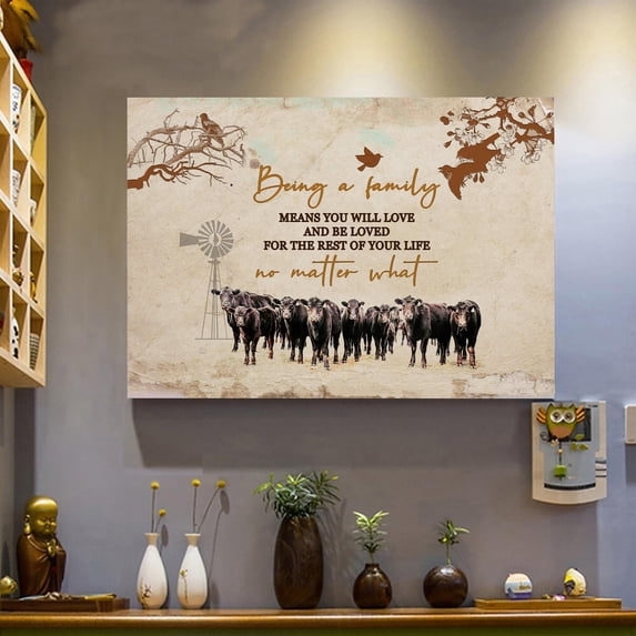 Rustic Ranch Home Ideas Family Cattle And Poster, Rustic Farmhouse Cow Wall Art, Inspirational ...