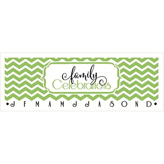 Family Celebrations Lettering with Chevron Design and Month Letters for Birthday Board Project Vinyl Decals Stickers, 23 x 7.5 , Celadon/Black