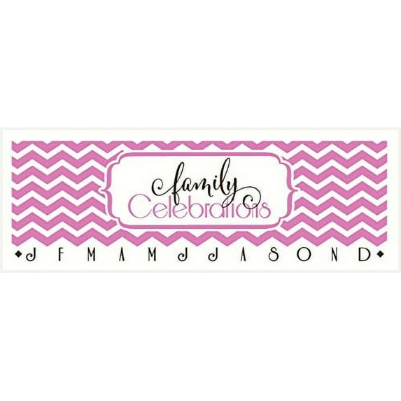 Family Celebrations Lettering with Chevron Design and Month Letters for Birthday Board Project Vinyl Decals Stickers, 23 x 7.5 , Soft Pink/Chocolate