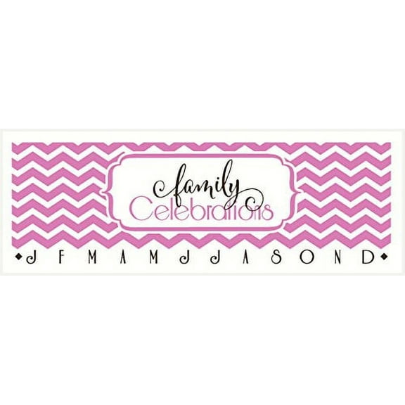 Family Celebrations Lettering with Chevron Design and Month Letters for Birthday Board Project Vinyl Decals Stickers, 23 x 7.5 , Soft Pink/Chocolate
