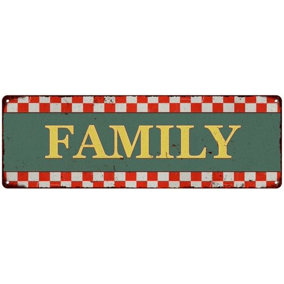 Family Checkerboard Country Style Vintage Metal Sign 6x18 206180075015