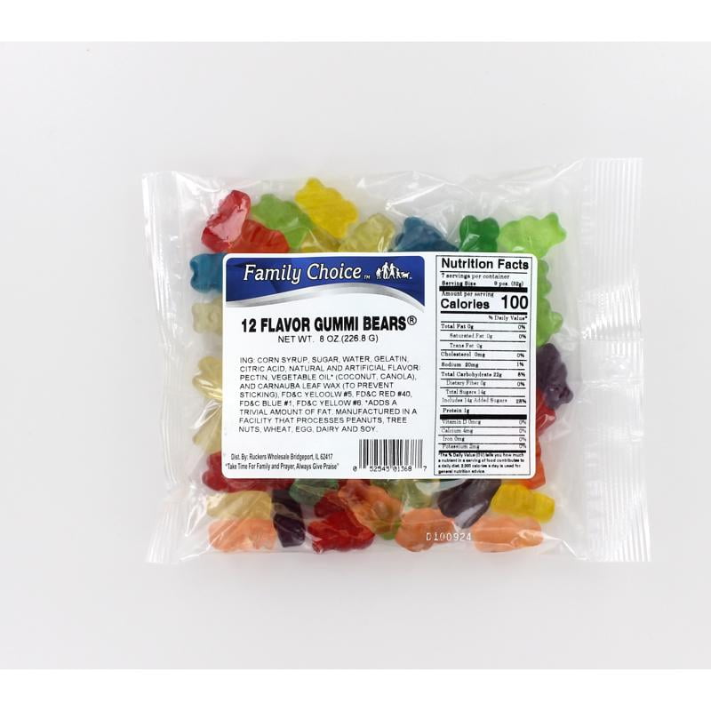 Family Choice 6049203 8 oz Assorted Gummy Bears - Pack of 12