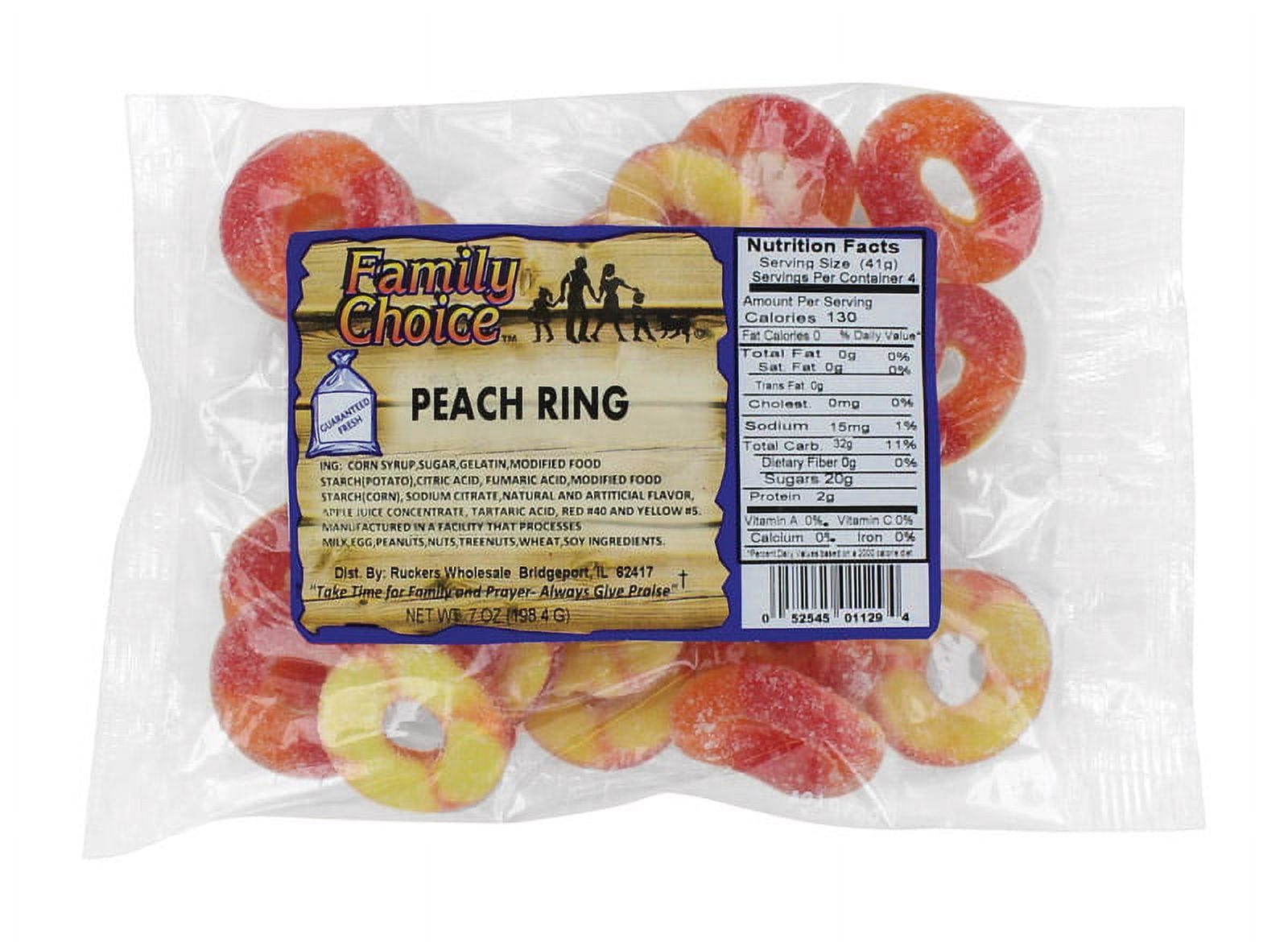 Family Choice Peach Rings Gummi Candy 7 oz