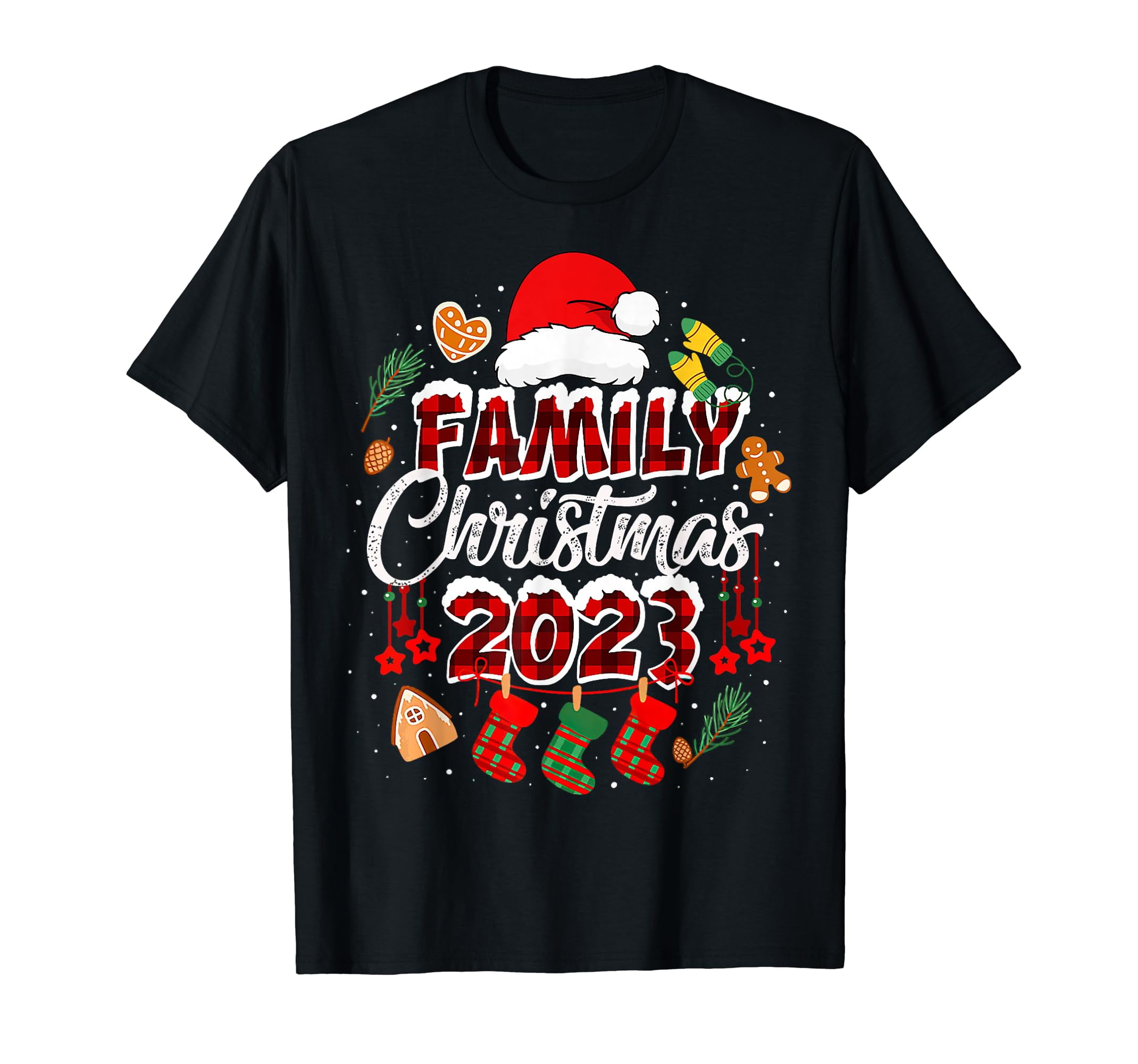 Family Christmas 2023 Matching Shirts Squad Santa Elf Funny Black T ...