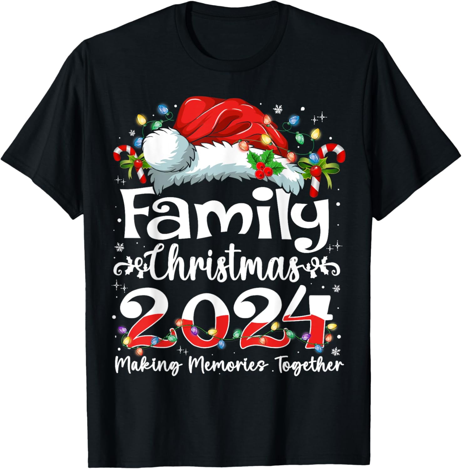 Family Christmas 2024 Matching Squad Santa Elf Funny Xmas TShirt