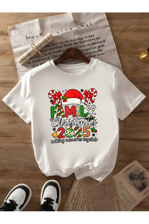 Family Christmas 2025 Making Memories Together Holiday T-Shirt for Boys And Girls, Size 3Y-13Y Christmas Shirts
