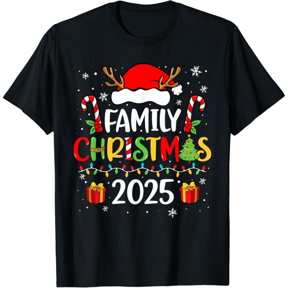 Family Christmas 2025 Santa Hat Matching Family Pajama X-Mas T-Shirt
