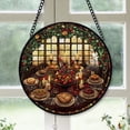 thumbnail image 1 of Family Christmas Gift - Christmas Dinner Stained Glass Hanging Ornament - Cozy Christmas Tree Decor, Winter Holiday Gift for Mom, Dad, Family, Friends, 1 of 3