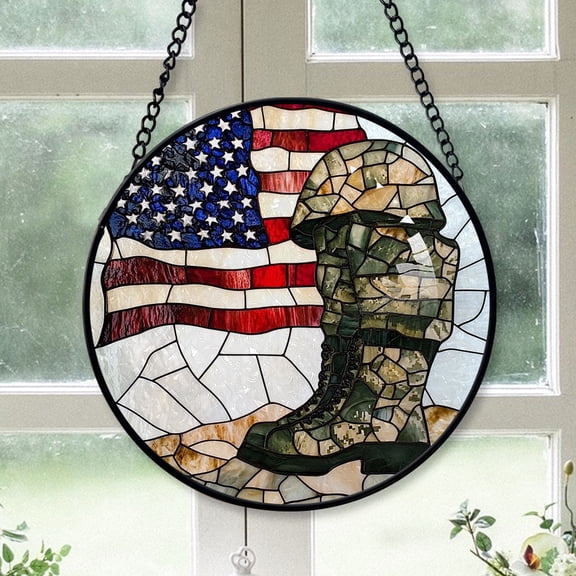Family Christmas Gift - Military Sets Christmas Stained Glass Hanging Ornament - Holiday Tree Decoration, Christmas Gift for Parents, Family & Friends, Keepsake 2025