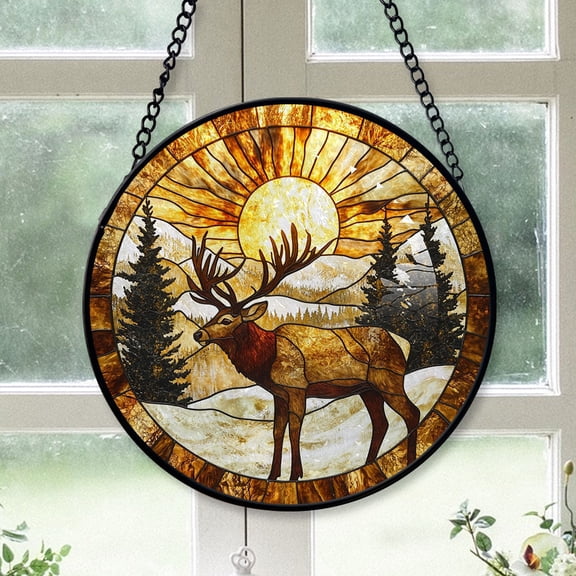 Family Christmas Gift - Reindeer Christmas Stained Glass Hanging Ornament - Holiday Tree Decoration, Christmas Gift for Dad, Mom, Family & Friends, Keepsake 2025