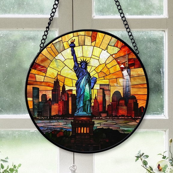 Family Christmas Gift - Statue of Liberty American Christmas Stained Glass Hanging Ornament - Holiday Tree Decoration, Christmas Gift for Parents, Family & Friends, Keepsake 2025