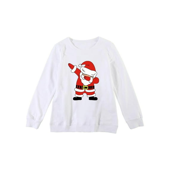 Family Christmas Jumpers Matching Sweatshirts Women Long Sleeve Santa Sweater Pullover Tops for Mommy Daddy Kids