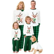 AWEVUDST Family Christmas Matching Pajamas 2pcs Pjs Set Adult Kids Baby Xmas Holiday Loungewear Sleepwear Jammies