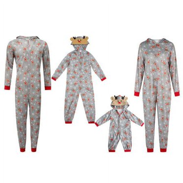 Family Christmas Pajamas Festive Christmas Onesie For The Whole Family - Adult & Kids Hooded Fleece PJs Christmas Pjs