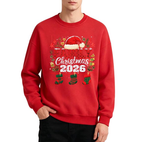 Family Christmas Matching Sweatshirts, 2026 Xmas Crewneck Long Sleeve Relaxed Fit, Fall Party Graphic Tops S-XXL
