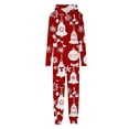 thumbnail image 1 of Family Christmas Onesie Matching Pajamas Cute Funny Print Fall Winter Long Sleeve Hooded Zip Up Jumpsuit,Red 2,Mom:XL, 1 of 4