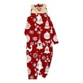 thumbnail image 1 of Family Christmas Onesie Matching Pajamas Cute Funny Print Fall Winter Long Sleeve Hooded Zip Up Jumpsuit,Red 3,Kid:9 Years, 1 of 4