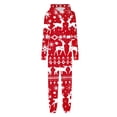 thumbnail image 1 of Family Christmas Onesie Matching Pajamas Cute Print Zip Up Fall Winter Pullover Hooded Jumpsuit Pjs Adult Kids Outfit,Red 2,Dad:XL, 1 of 4