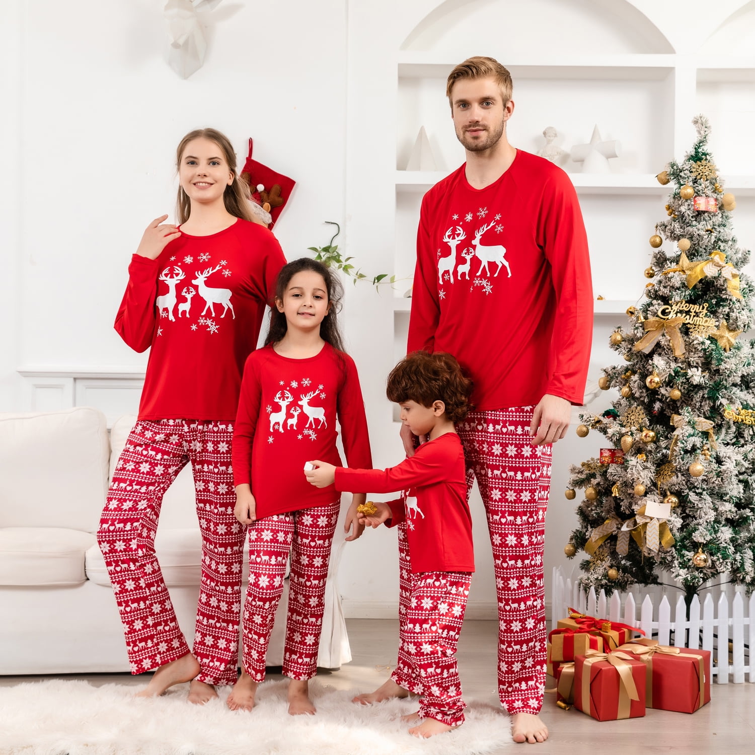 Sizet Family Christmas Pajamas Set-Matching Christmas Family Pajamas,Pyjama  Noel Famille with Elk,Red Plaid Holiday Xmas PJ's : : Clothing