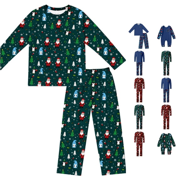 Family Christmas Pajama Set Long Sleeves Round Neck Casual Pajamas Sets 2 Piece Tops Pants Funny Pajamas Family Christmas Outfits