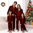 thumbnail image 1 of Family Christmas Pajama Sets Silk Pajamas Long Sleeve Button down Holiday Casual Christmas Clothes Christmas Pjs Kids, 1 of 5