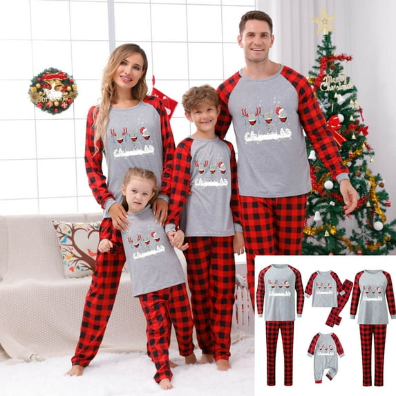 Family Christmas Pajamas Buffalo Plaid Pajama Pants Toddler Matching Family Christmas Pajamas Infant Christmas Pajamas for Girls Christmas Pajamas