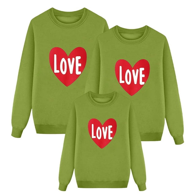 Family Christmas Pajamas Casual Valentine Love Print Hoodless Long
