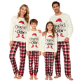 thumbnail image 1 of Family Christmas Pajamas Letter Print Tops and Plaid Pants Set Sleepwear, 1 of 10