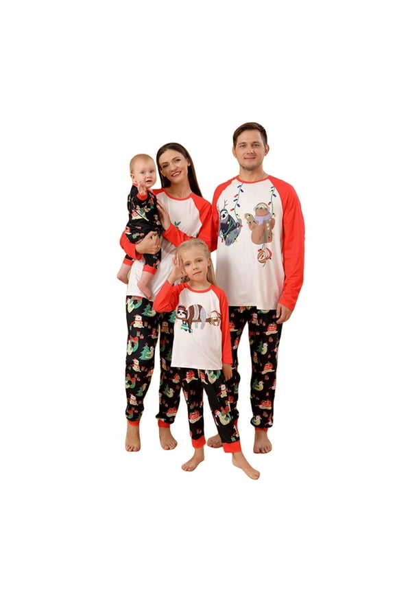 Family Christmas Pajamas Matching Set, Cartoon Koala Print Long-Sleeve Tops with Pants Sleepwear for Adult, Kid, Baby
