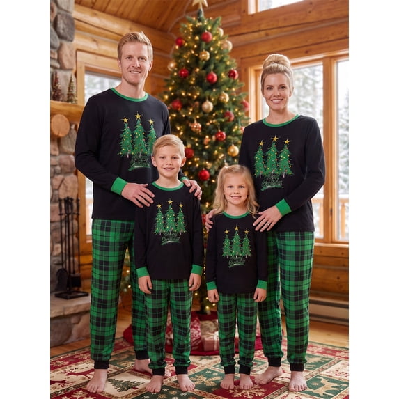 Family Christmas Pajamas Matching Set Long Sleeve Crew Neck Shirt and Pants